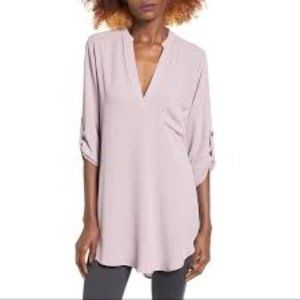 Nordstrom All in Favor Lush Pale Orchid Roll Tab Blouse